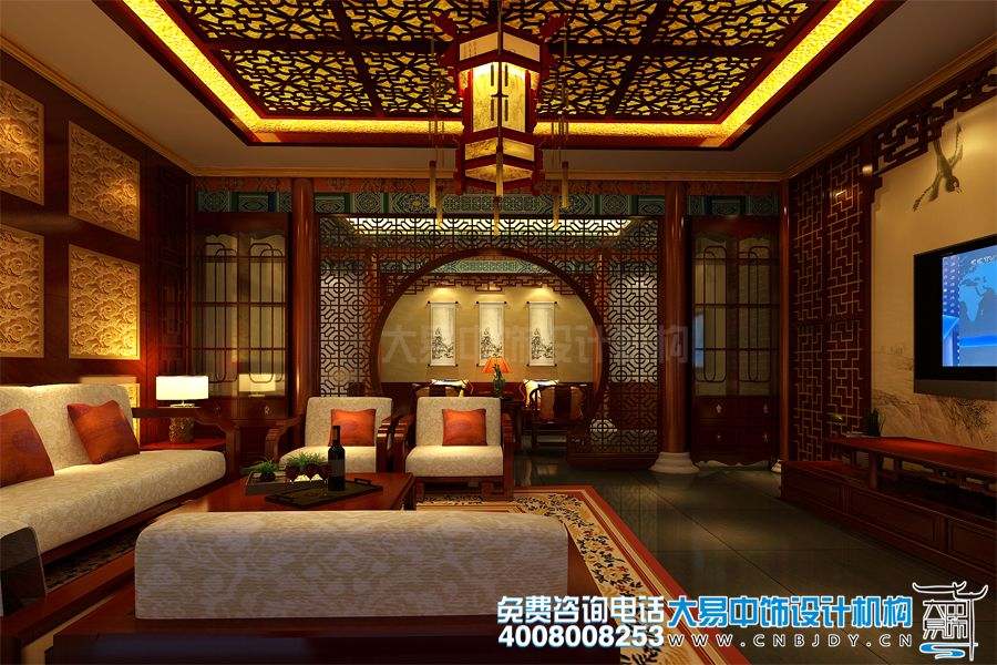 北京通州書畫會館設(shè)計效果圖及中式裝修效果圖